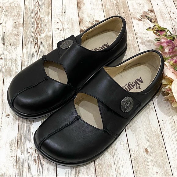 ALEGRIA “Kaitlyn” Black Leather Mary Jane Shoes Size 37 - Picture 2 of 16
